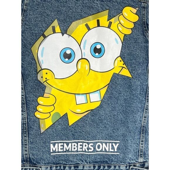 Members Only x Sponge Bob Trucker Denim Jean Jacket X Nickelodeon Size Small New - Picture 12 of 12